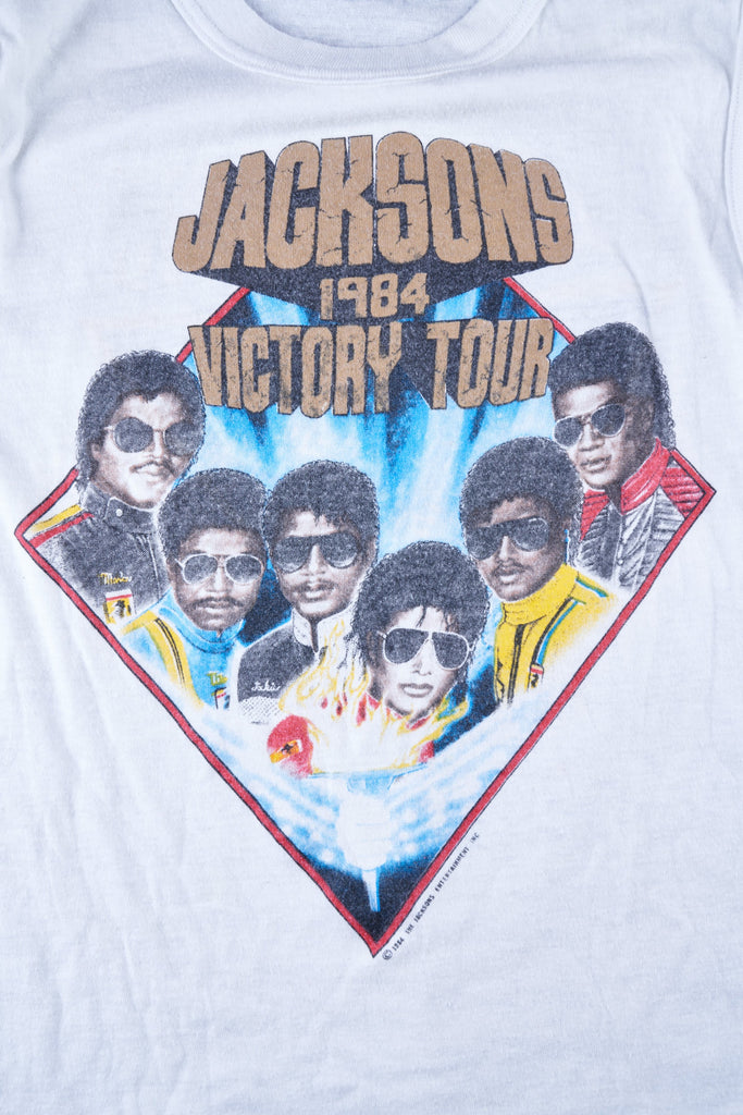 Jackson's 1984 Victory Tour White Sleeveless T-Shirt, Adult Large