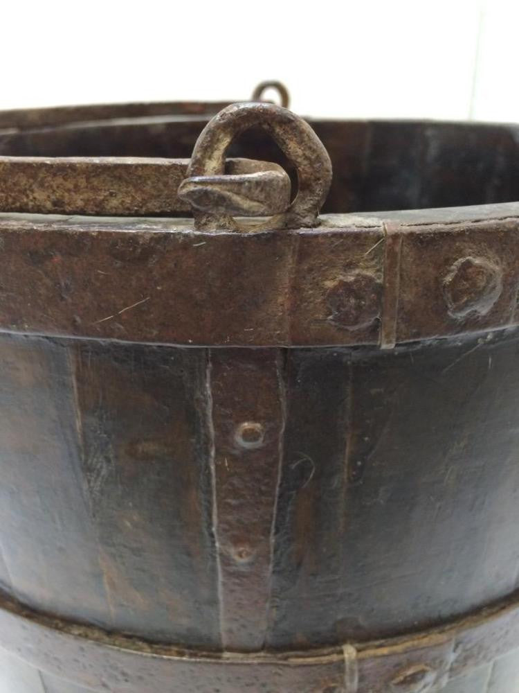 Vintage rustic wooden water bucket