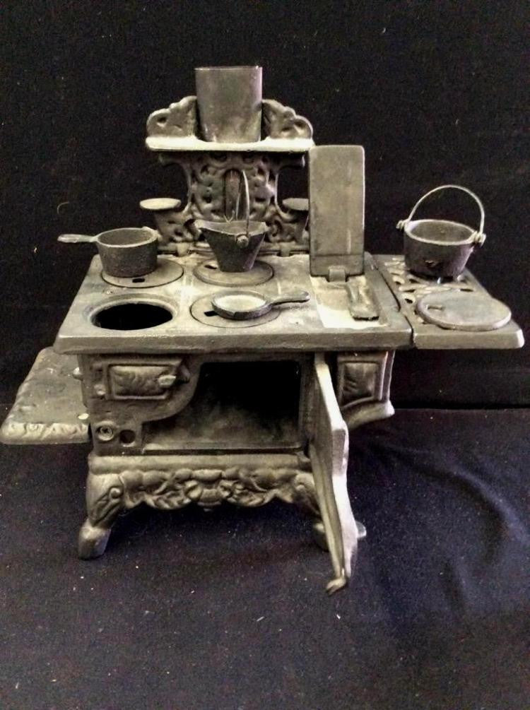 Crescent Cast Iron Wood Burning Stove With Accessories - Salesman Sample