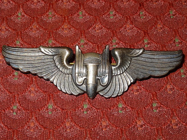 US Army WW2 Air Corps Aerial Gunners Wings, Uniform Pin, Sterling.