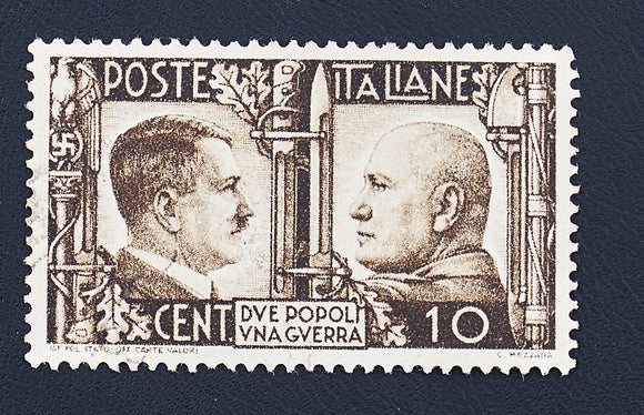 10 Cent, Italian Stamp, 1941, Brown, Adolf Hitler & Benito Mussolini - Roadshow Collectibles