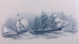 Engraved Printers Proof, Group Of Schooners, Battling Rough Waters - Roadshow Collectibles