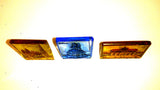 German Historic Structures, Pressed Glass, 1942, 2pcs Yellow, 1pc Blue - Roadshow Collectibles