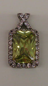 Pendant Sterling Silver Cubic Zirconia Olive Yellow & White Cut Stones - Roadshow Collectibles