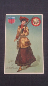 Postcard, USA State Girl Postcard, State Of Arkansas, Made In Germany - Roadshow Collectibles