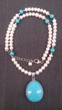 Necklace, Sterling Silver, Genuine Turquoise & Pearl Necklace - Roadshow Collectibles