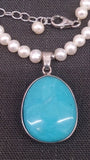 Necklace, Sterling Silver, Genuine Turquoise & Pearl Necklace - Roadshow Collectibles