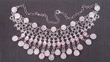 Necklace & Earring Set, Pink Orange Coral Silver Beads White Crystals - Roadshow Collectibles