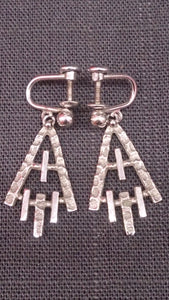 Earrings, Silver, MCM Brutalist Style Screw Back Earrings, By Van Dell - Roadshow Collectibles