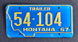 Trailer License Plate, 1967, Montana, Plate Number 54*104 - Roadshow Collectibles