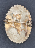 Brooch, Copper, Bird, Oval Etched Design, Repeated Rim Design, C-Clasp - Roadshow Collectibles