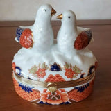 Andrea By Sadek Porcelain Jewellery Box, Doves Hinged Lid Hand Painted - Roadshow Collectibles