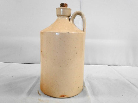 Stoneware Crock Whiskey Jug, Small Mouth, Handle, Primitive - Roadshow Collectibles