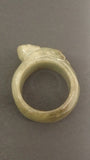Jade Ring, Myanmar Burmese Jade, Hand Carved, Green, White & Brown - Roadshow Collectibles