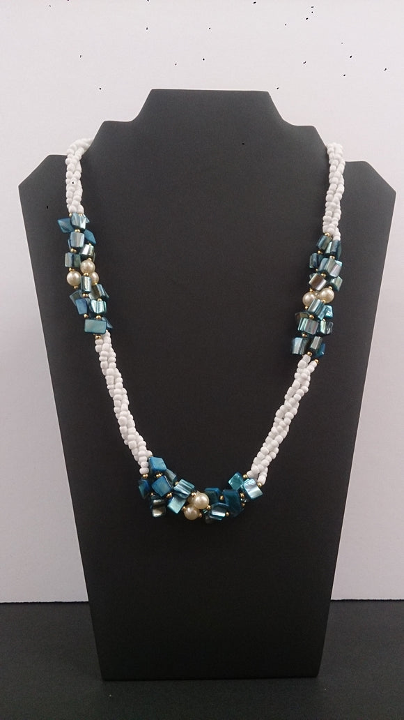 Necklace, Multi-Strand Faux Pearls with Metallic Blue Green Hematite - Roadshow Collectibles