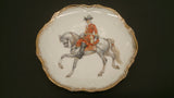 Porcelain Hanging Plate Set, Hand Painted Horse & Riders, Gold Trim - Roadshow Collectibles