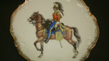 Porcelain Hanging Plate Set, Hand Painted Horse & Riders, Gold Trim - Roadshow Collectibles