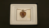 Necklace, Gold Over Silver, Gold Heart, Garnet Stone Heart Center - Roadshow Collectibles