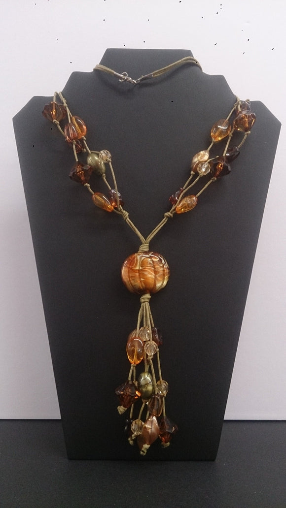 Necklace, Multi Roped, Fancy Earthy Coloured Beads - Roadshow Collectibles