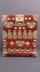 Jewellery Chest, Japanese, Keyaki Wood, Lacquered, Brass Metal Work - Roadshow Collectibles