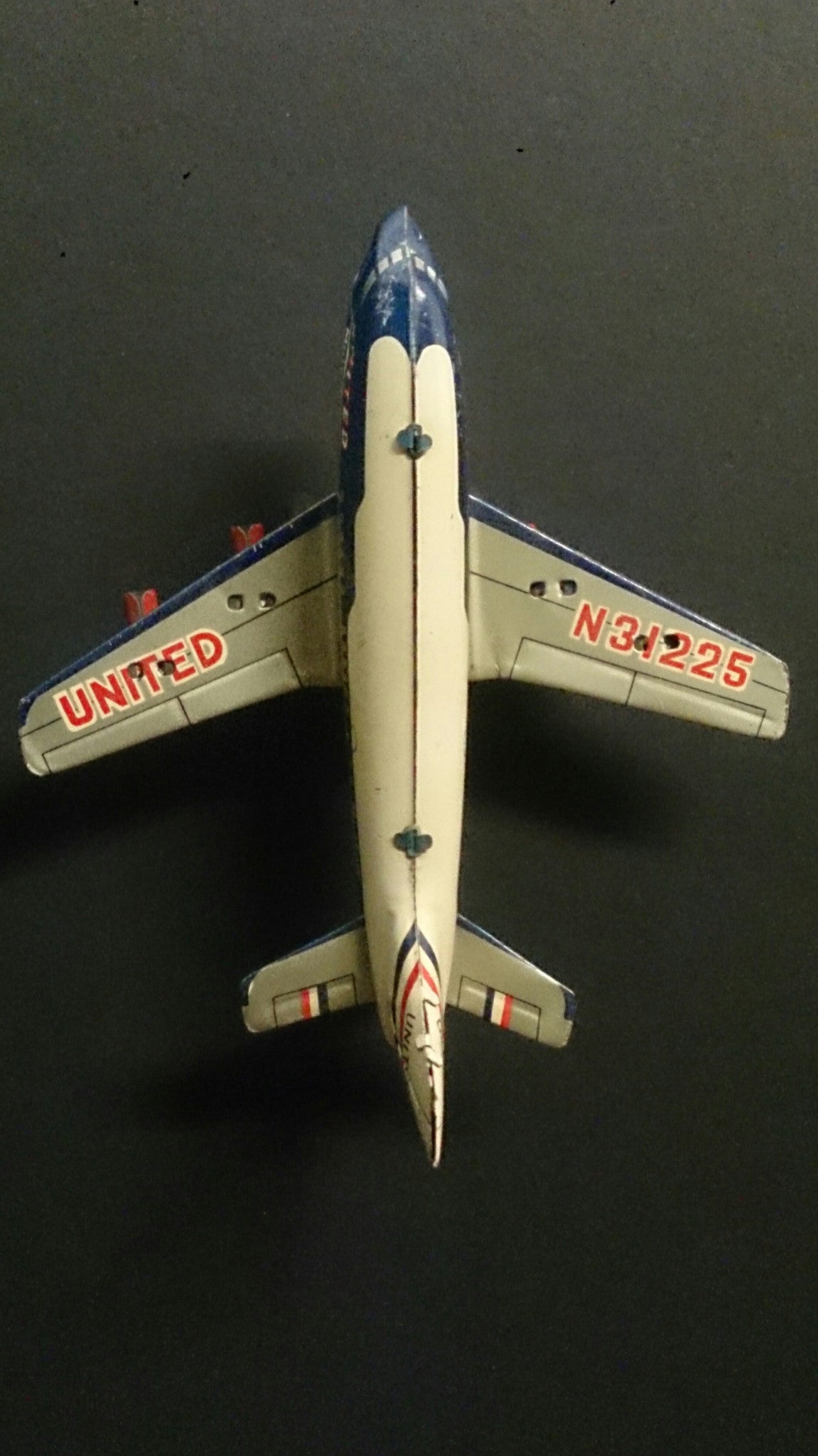 Friction Toy Plane DC-7, United Airlines Mainliner, Tin, Litho