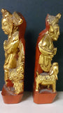 Chinese, Two Figures with Their Pets, Hand Carved, Gold Gilded - Roadshow Collectibles