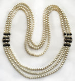 Necklace, Black Onyx, Faux Pearls, Gold Spacers, White Rhinestones - Roadshow Collectibles