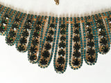 Necklace, Fan Shaped Blue & Green Rhinestones, Prong Set Lobster Clasp - Roadshow Collectibles