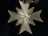 Necklace & Pendant Gold Tone Maltese Cross Multi Coloured Rhinestones - Roadshow Collectibles