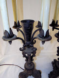 Four Arm 5 Light Pair Of Electric Cast Iron Mantel Candelabras - Roadshow Collectibles