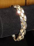 Bracelet Sterling Silver, Brick Design Three Layers Angled & Staggered - Roadshow Collectibles