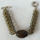 Bracelet Egg Shaped Smokey Quartz, Inter-Weaved Design, Coloured Beads - Roadshow Collectibles