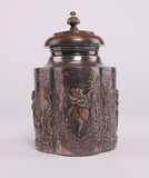 Jar Container Cast In Silver Bronze Scene Of Figures In Nature Settings - Roadshow Collectibles