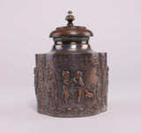 Jar Container Cast In Silver Bronze Scene Of Figures In Nature Settings - Roadshow Collectibles