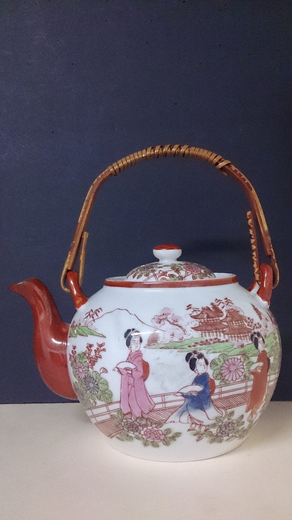 Teapot..Antique Handpainted Japanese outlet porcelain Teapot and creamer