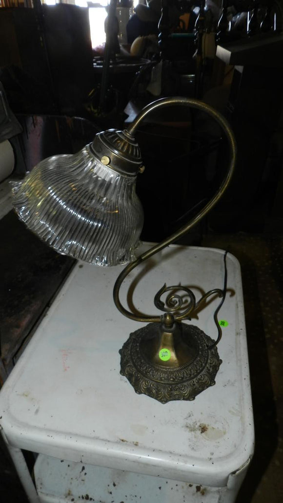 Art Deco Gooseneck Scroll Table Lamp, Brass, 1920s - 1930s