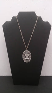 Necklace, Pewter Liberty Bell, Signed Pewter By Nash, Back Of Pendant - Roadshow Collectibles