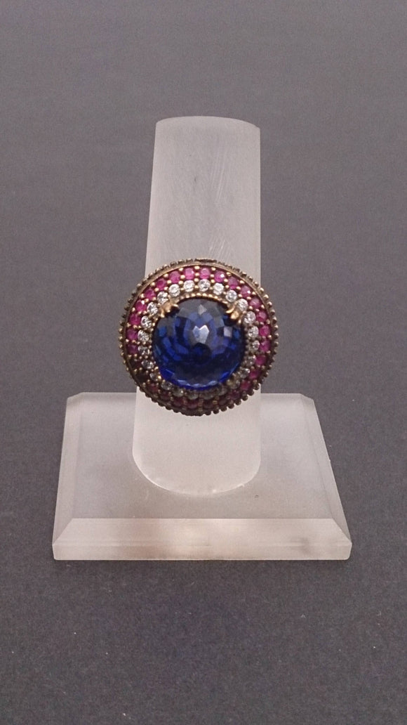 Ring, Sterling Silver, Blue, Pink, White Topaz, Estate Inspired Ring - Roadshow Collectibles