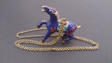 Necklace, Cloisonne Horse, Blues, Red, Gold, White, Yellow & Green - Roadshow Collectibles